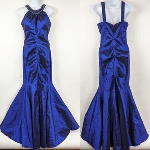 R&M Richards Royal Blue Mermaid Gown Jewel Neck 6